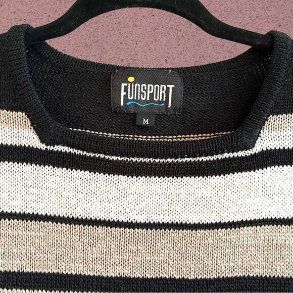 90s vintage short sleeve knit striped sweater - Picture 2 of 4